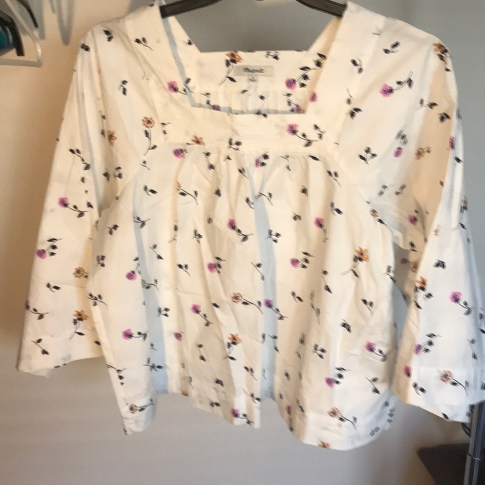 Madewell floral cropped blouse